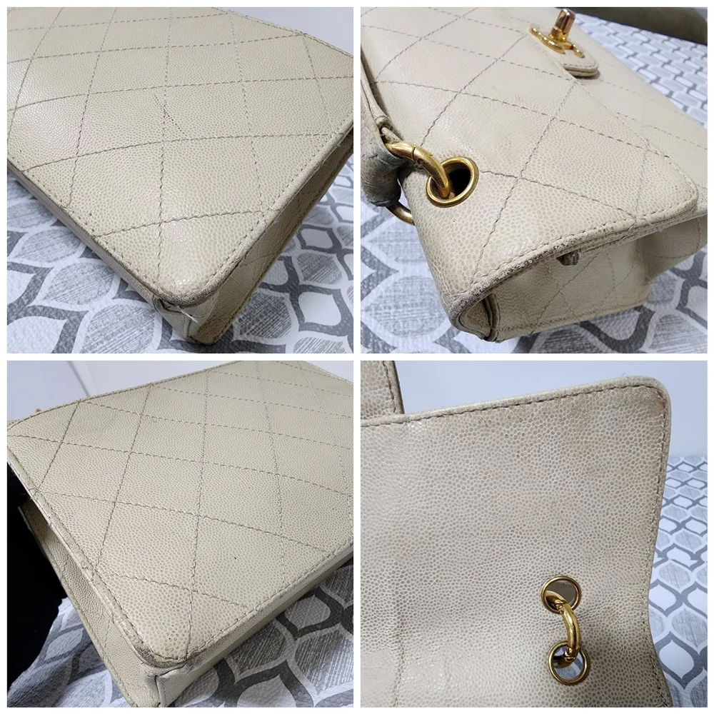Chanel Vintage Classic Single Flap Bag Cream